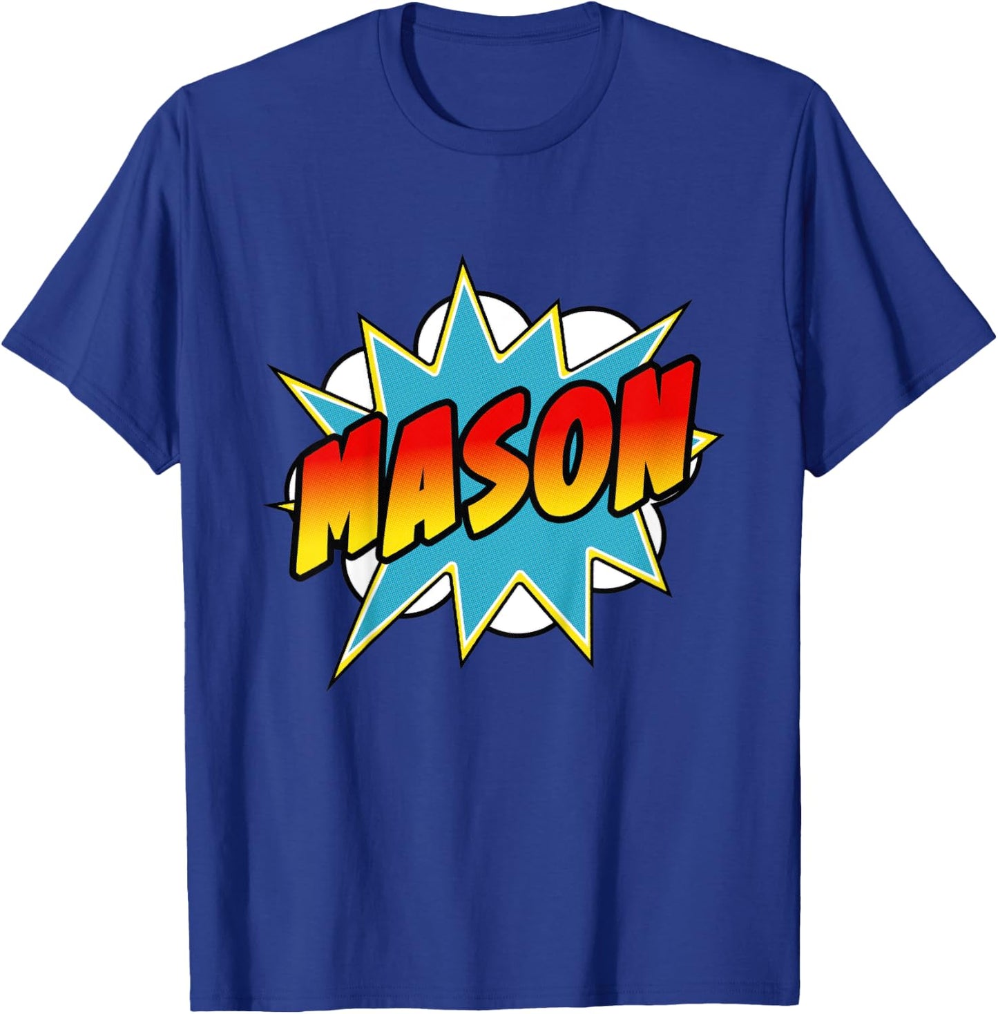 Kids Boys Mason Comic Book Superhero Name T-Shirt - T-Shirt | Royal