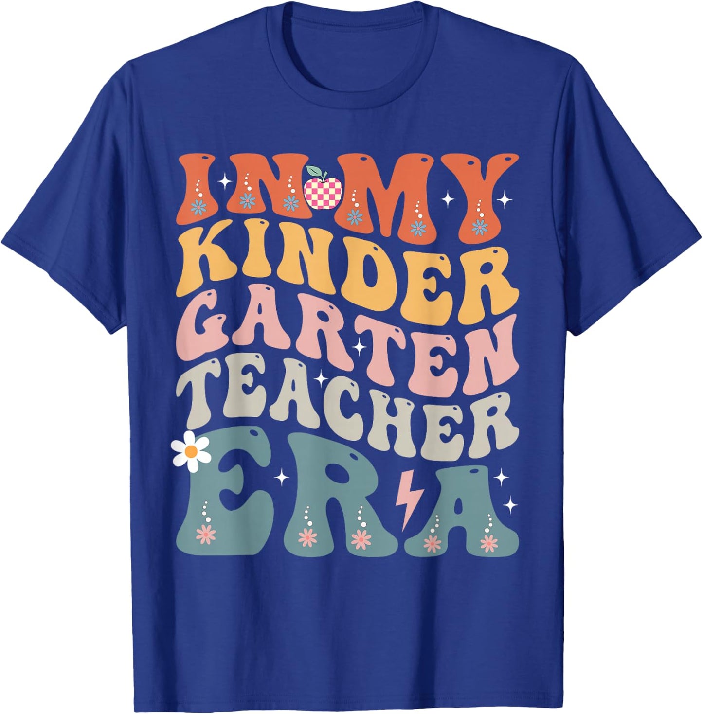 In My Kindergarten Teacher Era Groovy Back To School Kinder Women Girls Kids T-Shirt - T-Shirt | Royal