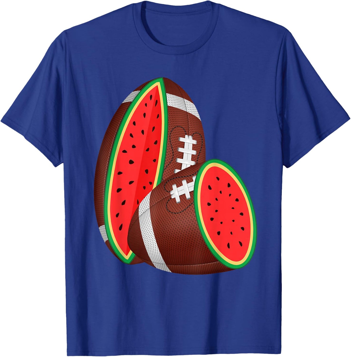 Funny Watermelon Football Ball Tropical Melon Summer Vibes Men Women Kids T-Shirt - T-Shirt | Royal