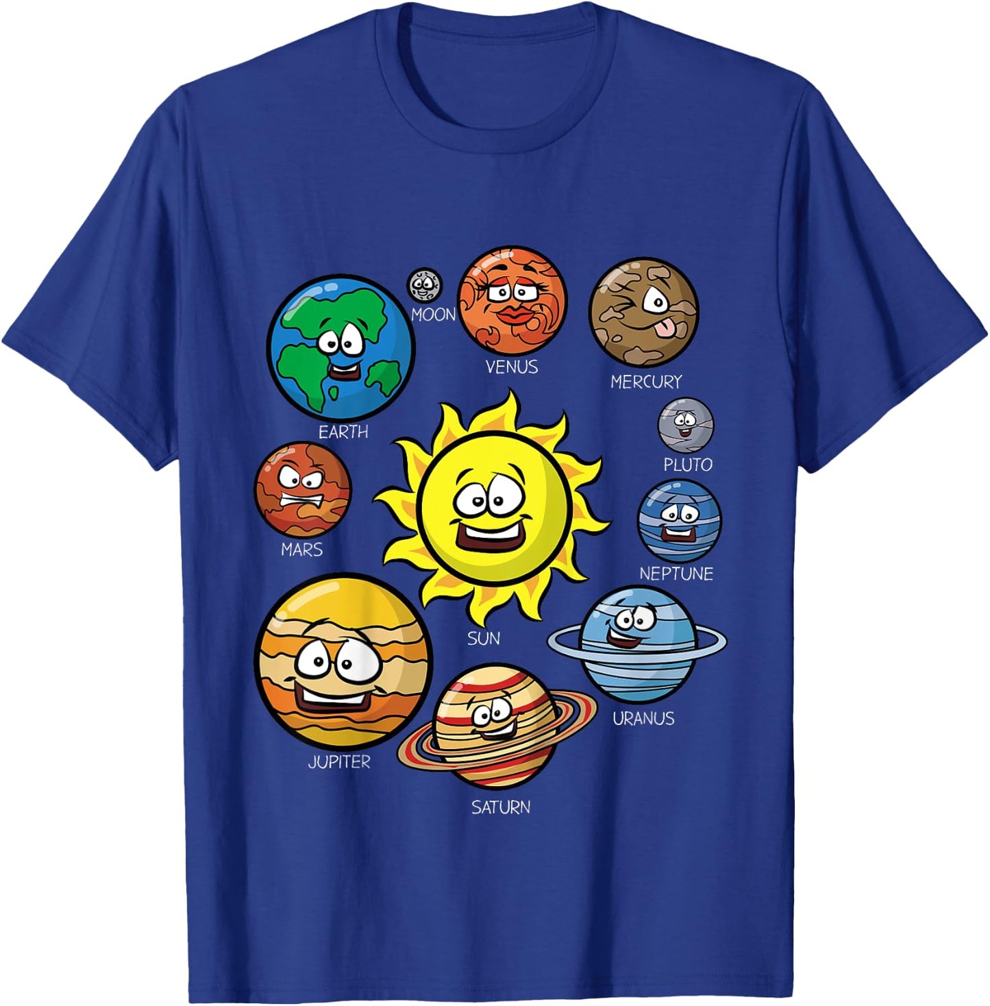 Kids Planet Gift- Mars Pluto Jupiter Saturn Solar System T-Shirt - T-Shirt | Royal