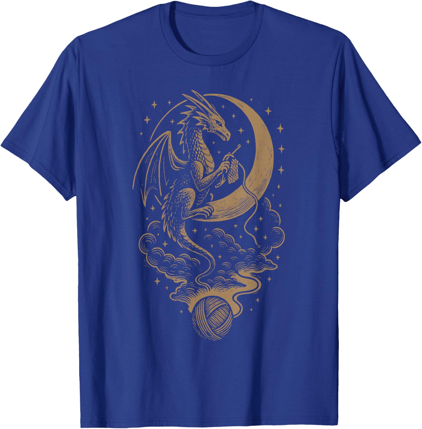 Dragon Moon Crocheting Mystical Astrology Crochet Knitting T-Shirt - T-Shirt | Royal
