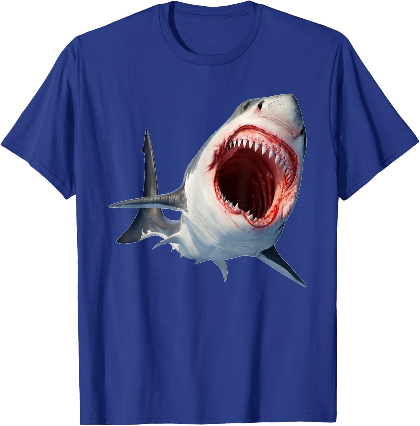 White Shark Marine Predator - Shark Biting Teeth T-Shirt - T-Shirt | Royal
