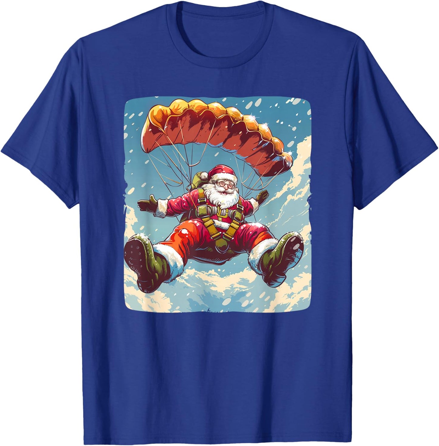 Cool Skydive Christmas with this Parachute Santa Costume T-Shirt - T-Shirt | Royal