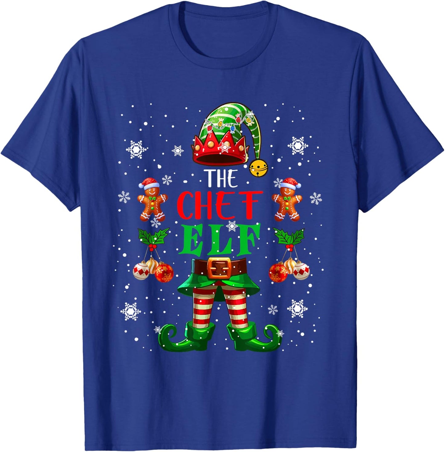 The Chef Elf Christmas Lights Costume Job Team Lover T-Shirt - T-Shirt | Royal