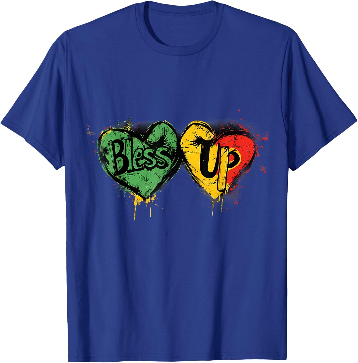 Rasta Reggae Music Jah Bless Up Rastafari Hand Heart T-Shirt - T-Shirt | Royal