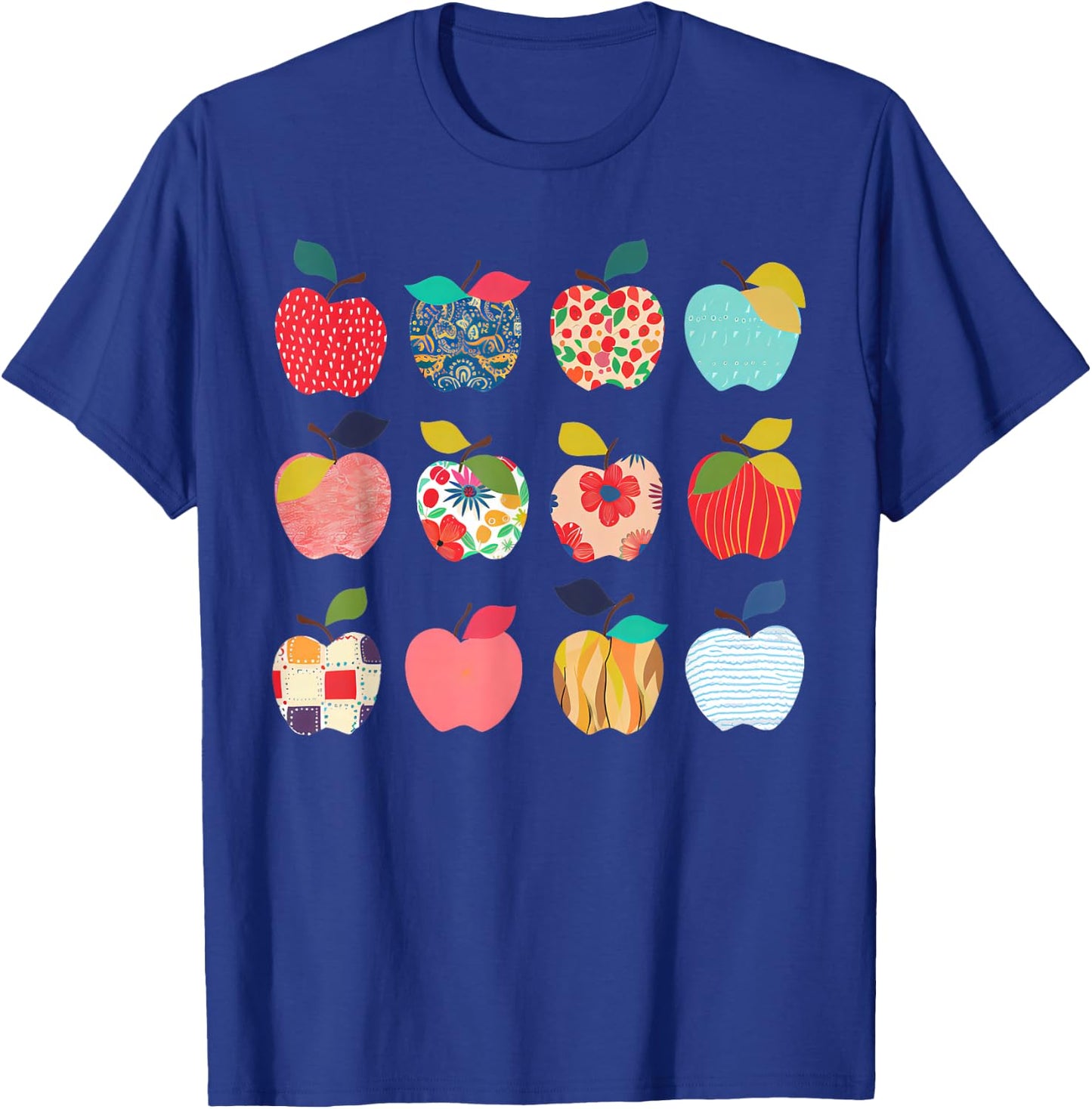 Funny Art Apples Back to School for Teacher Student T-Shirt - T-Shirt | Royal