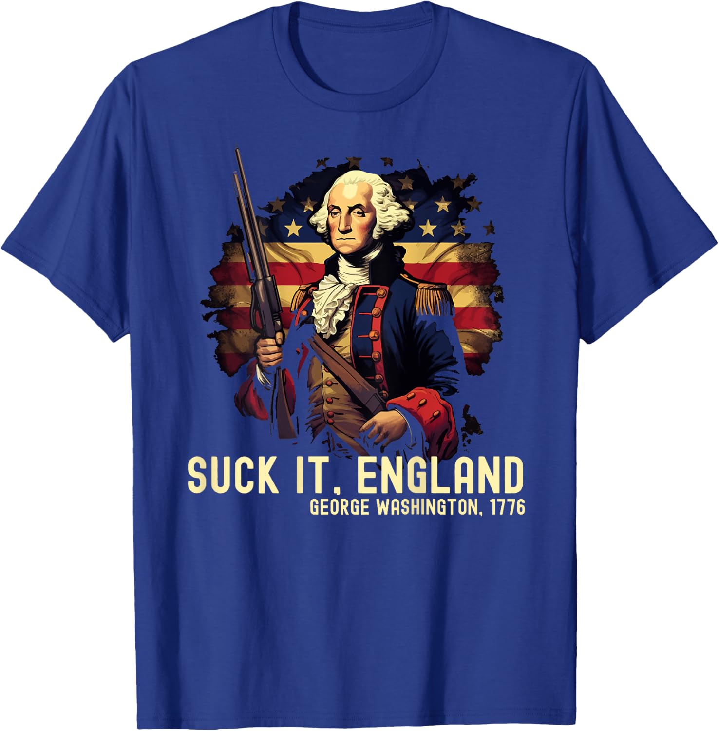 Suck it England George Washington 1776 4th of July On Back Men T-Shirt - T-Shirt | Royal