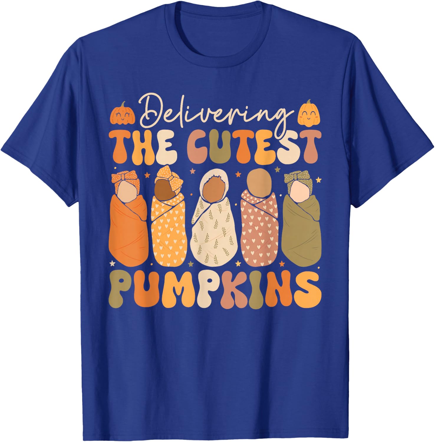 Delivering The Cutest Pumpkins Halloween L and D Nurse Fall T-Shirt - T-Shirt | Royal