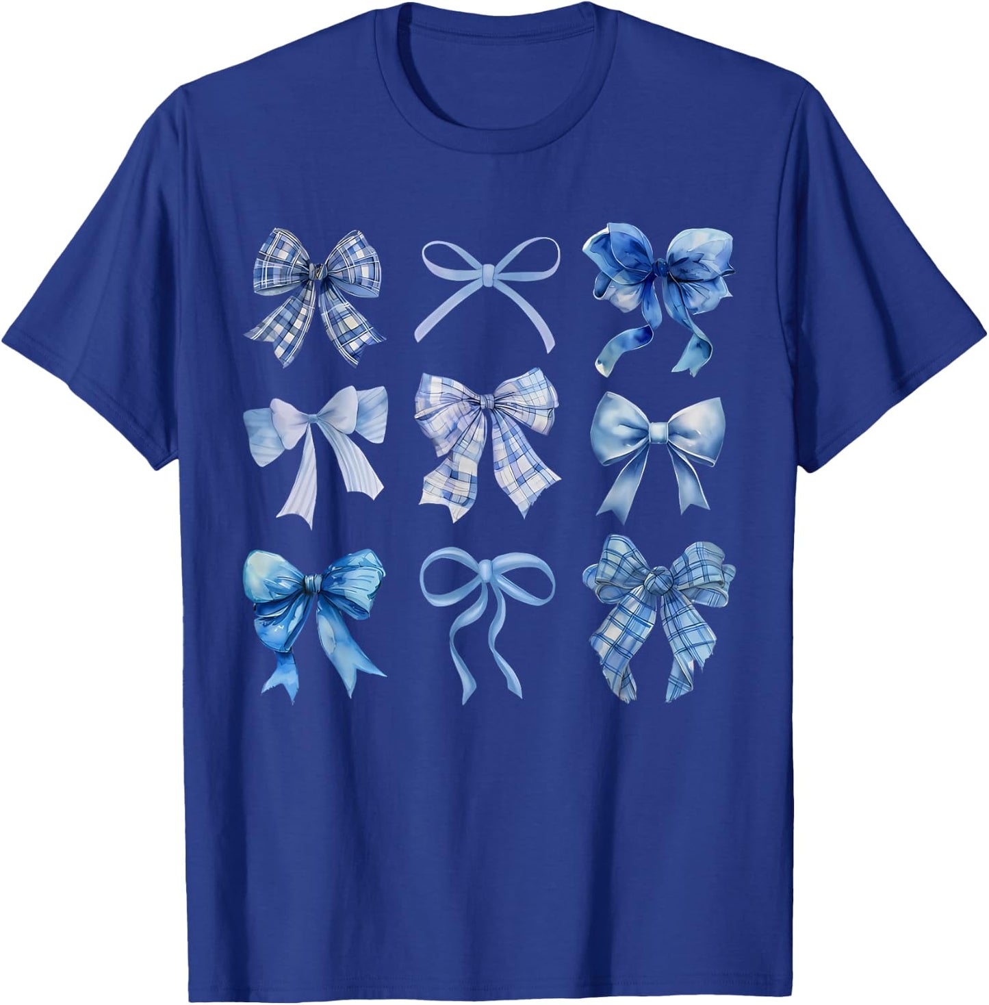 Blue Bow and Ribbon Cute Graphic T-Shirt - T-Shirt | Royal