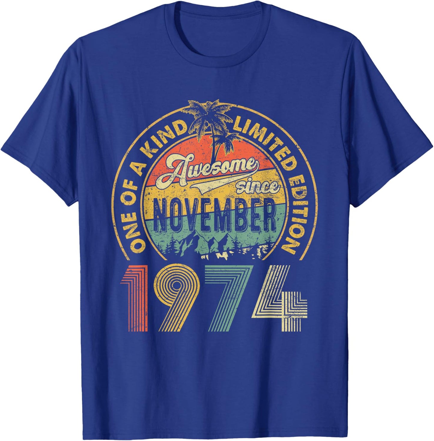 50 Years Old Vintage Retro November 1974 Birthday Men Women T-Shirt - T-Shirt | Royal