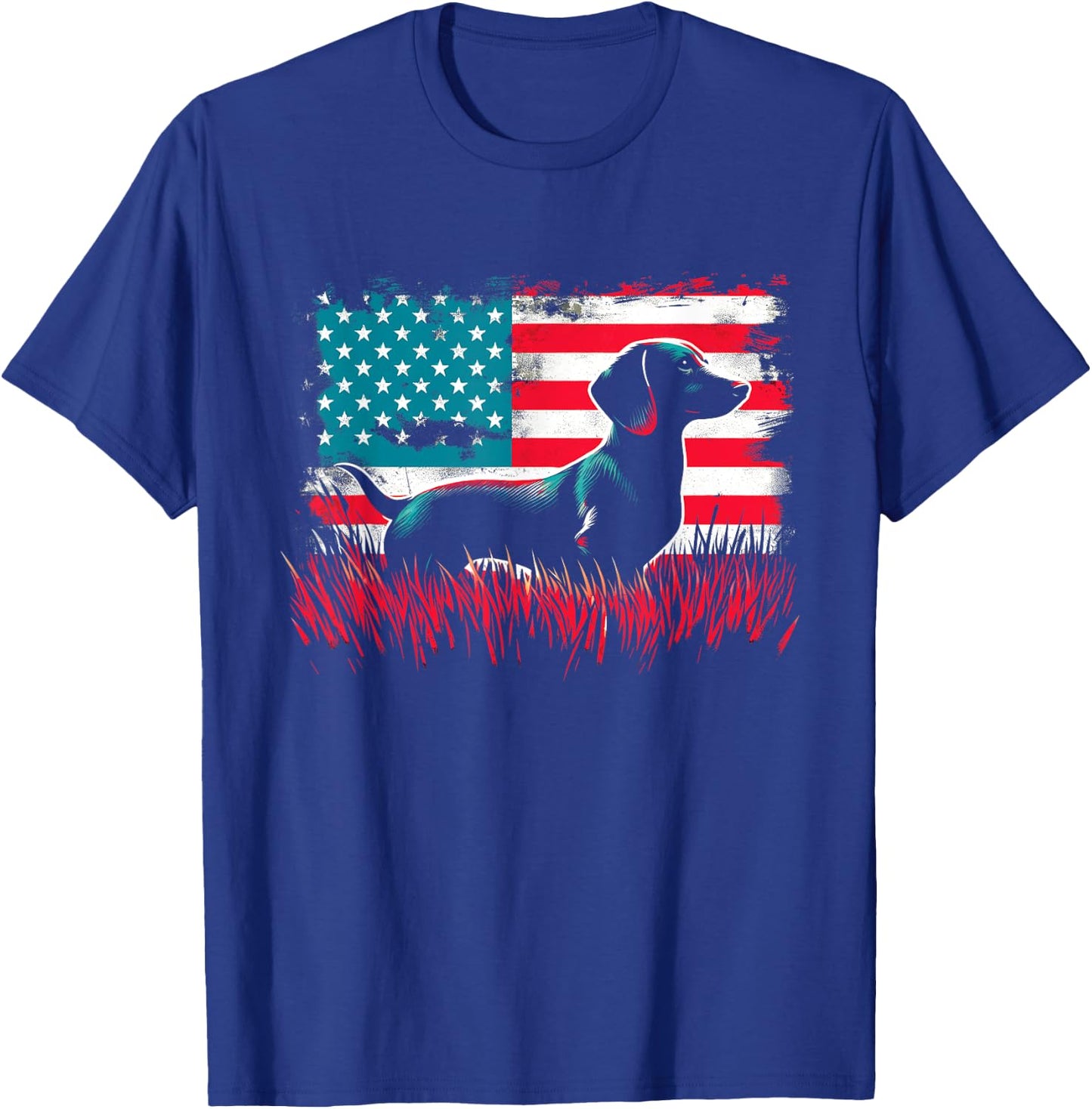 Dachshund American Flag - Patriotic USA Dog Lover T-Shirt - T-Shirt | Royal