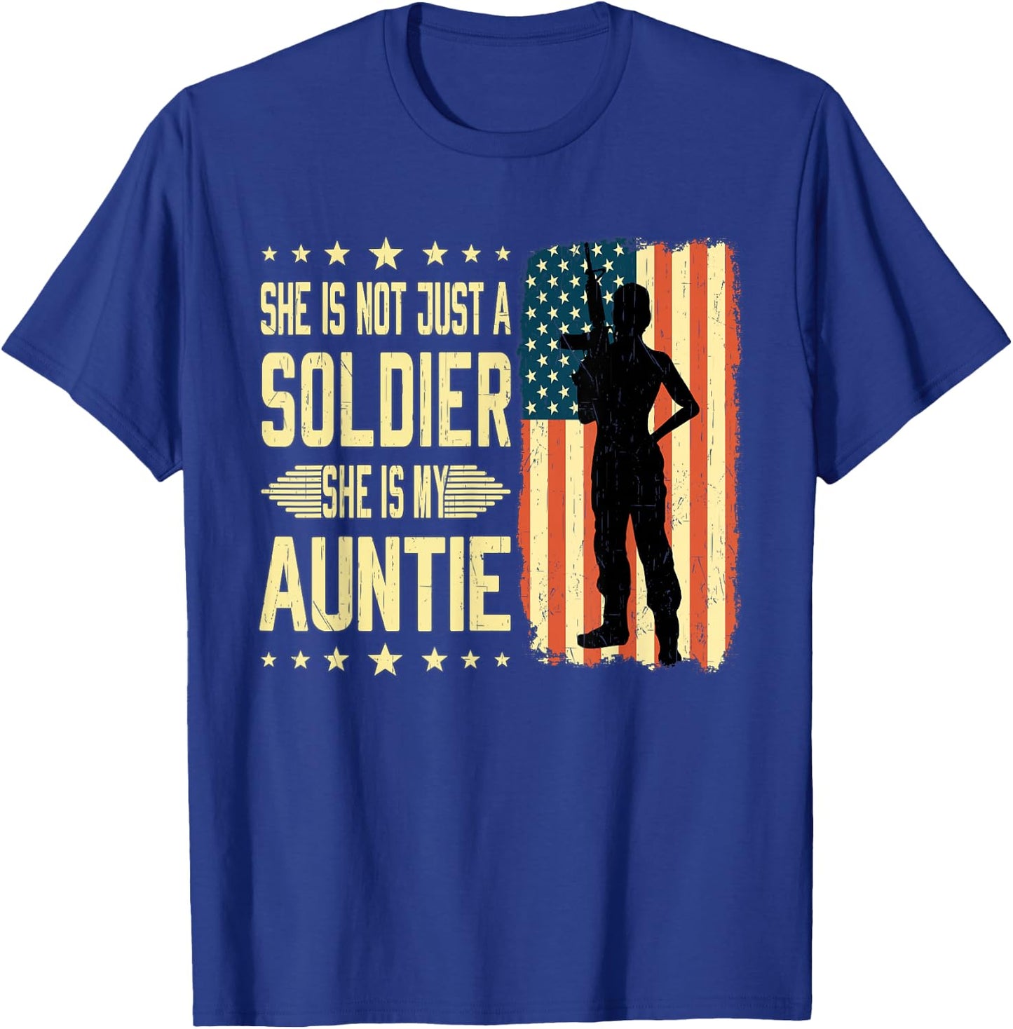 My Auntie Is A Soldier Hero Proud Army Nephew Niece Gifts T-Shirt - T-Shirt | Royal