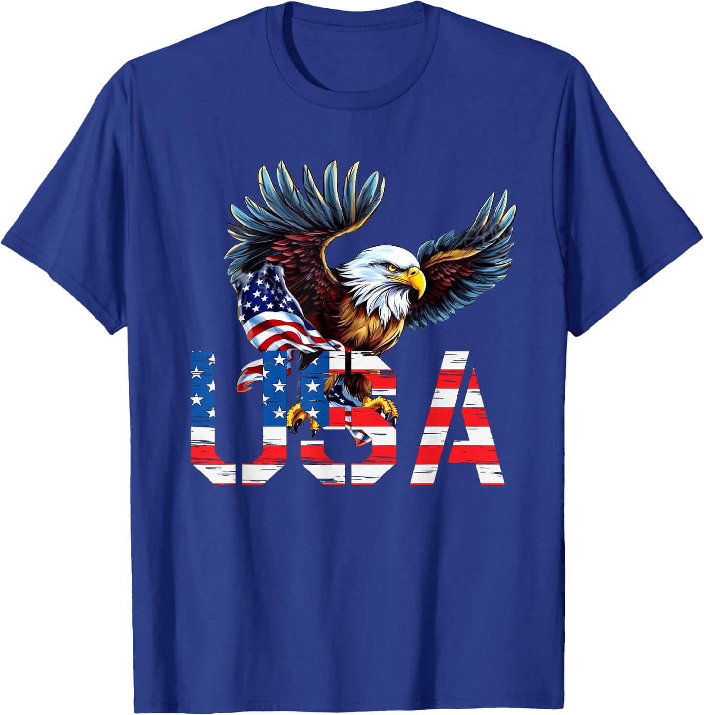 Happy 4th of July America Flag Patriotic Eagle USA Women Men T-Shirt - T-Shirt | Royal