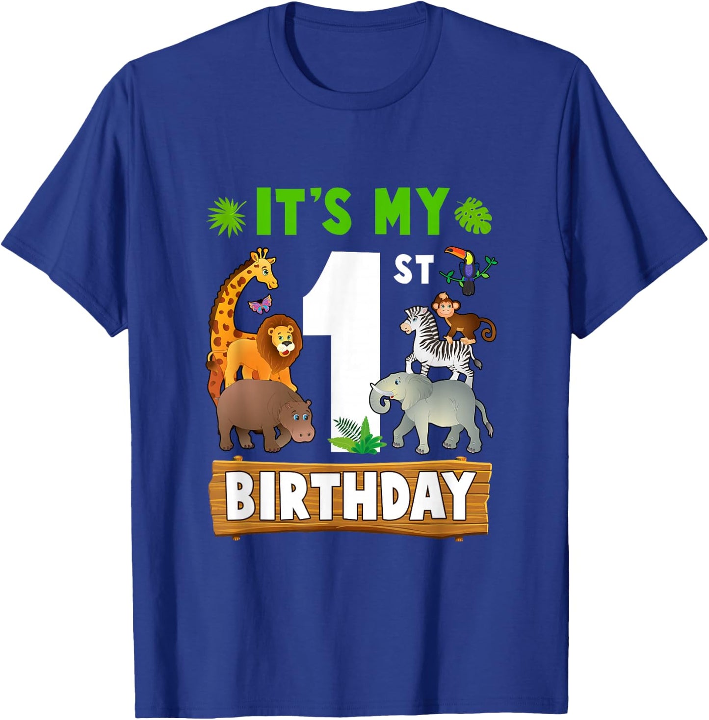 It's My 1St Birthday Zoo Jungle Safari 1 Years Old Birthday T-Shirt - T-Shirt | Royal