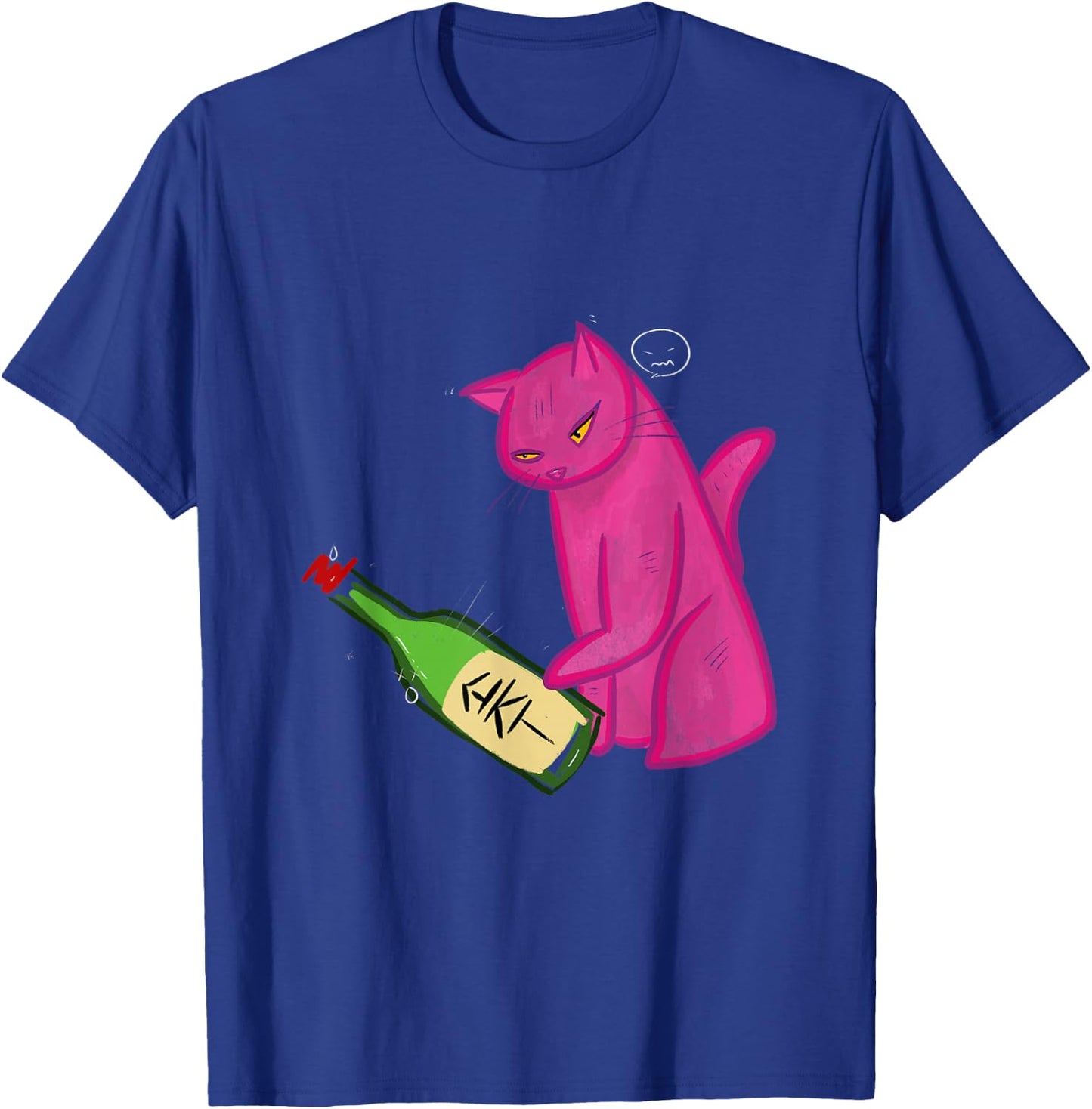 Pink Cat Tipping Soju Bottle T-Shirt - T-Shirt | Royal
