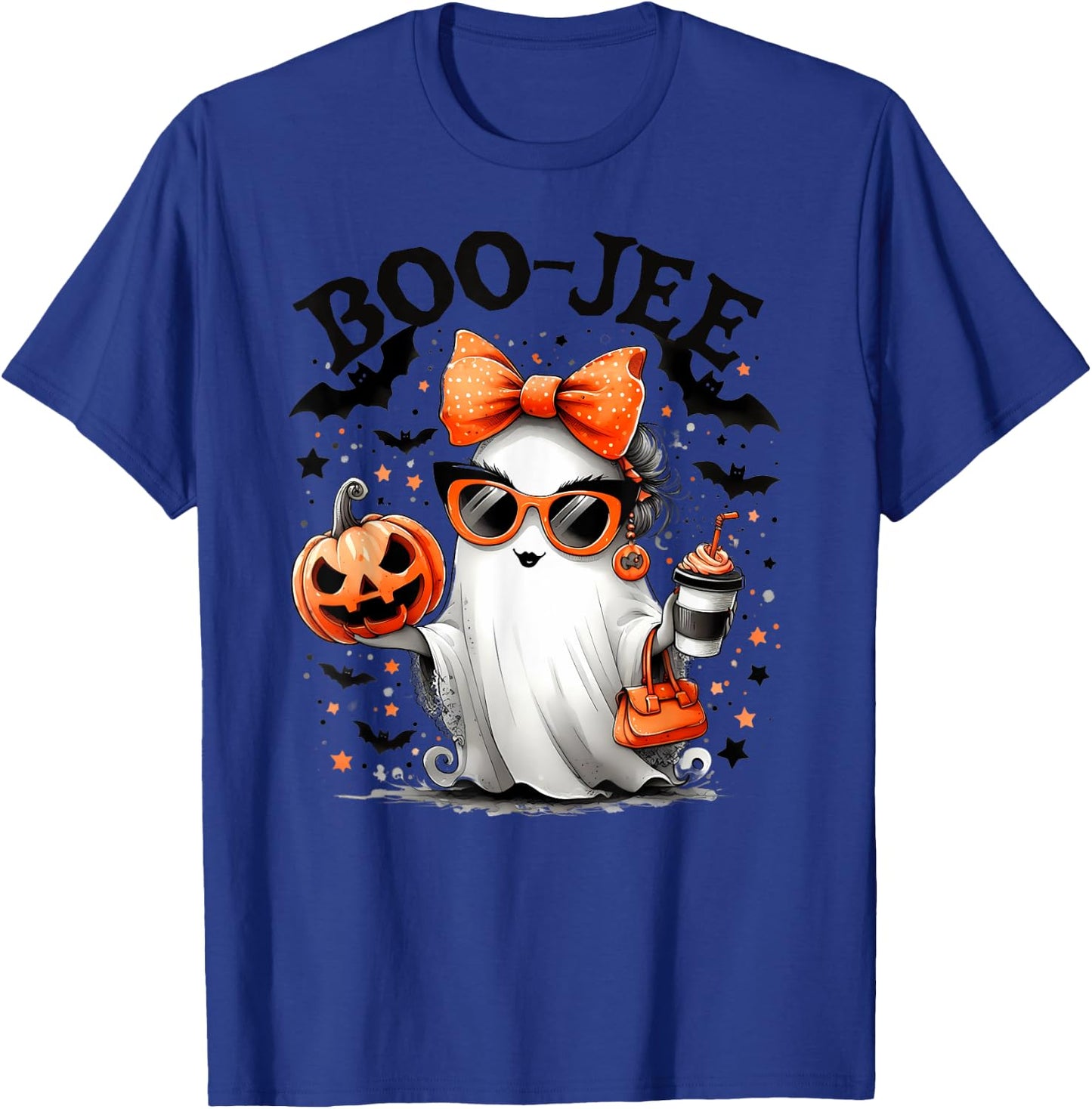 Halloween Trick or Treat BOO-GEE Ghost And Pumpkin T-Shirt - T-Shirt | Royal
