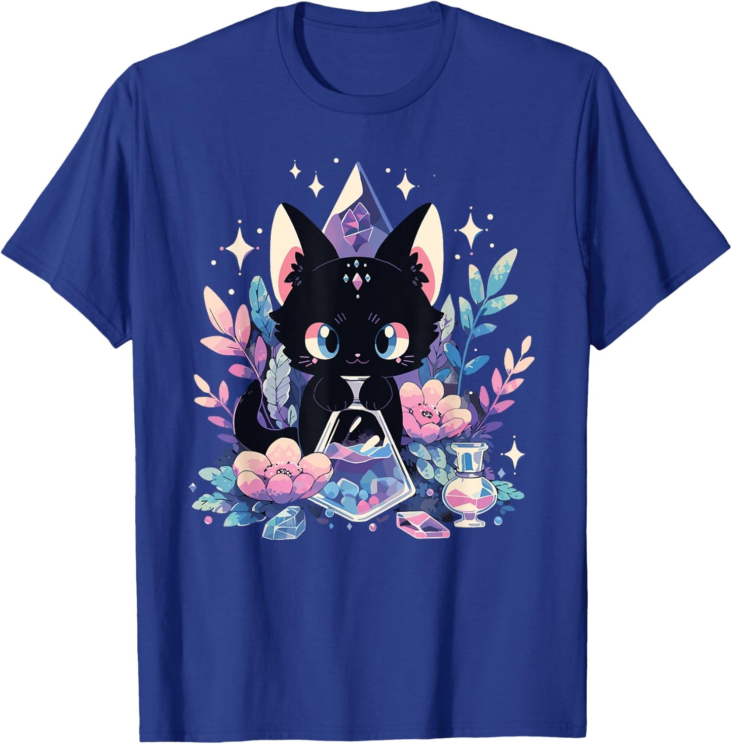 Cute Kawaii Witch Black Cat Crystal Alchemist Pastel Goth T-Shirt - T-Shirt | Royal