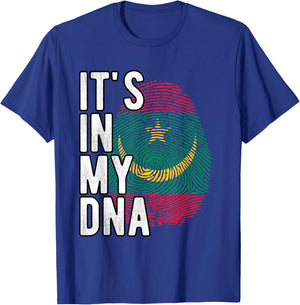 Funny it's in my DNA Mauritania flag Fingerprint T-Shirt - T-Shirt | Royal