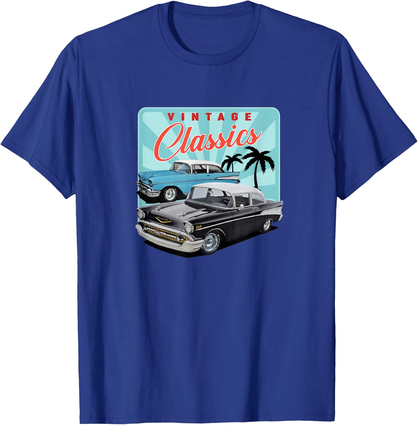 55 56 57 Chevys Truck bel air vintage cars T-Shirt - T-Shirt | Royal