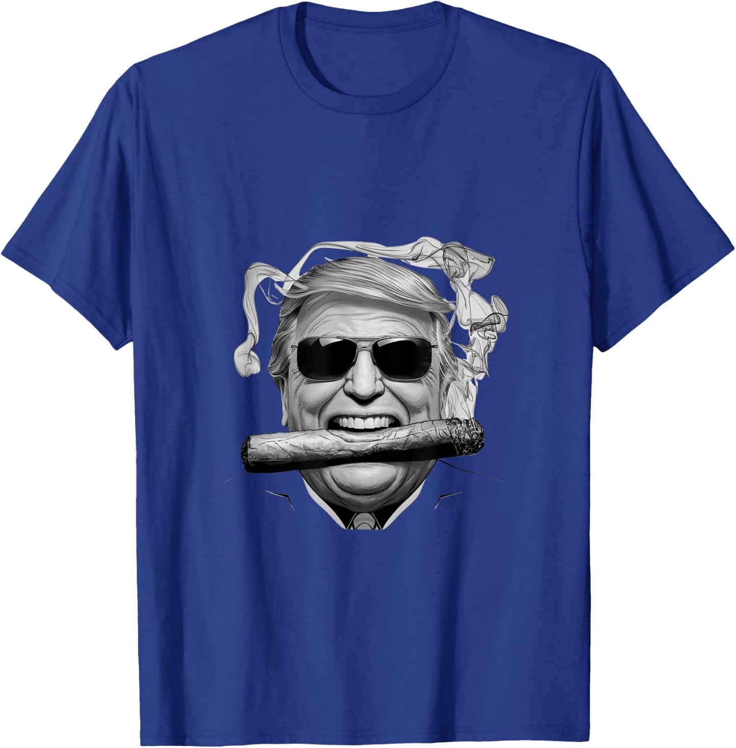 Motorcycle Trump Trump with a Cigar Victory X-Small Black Cartoon T-Shirt - T-Shirt | Royal