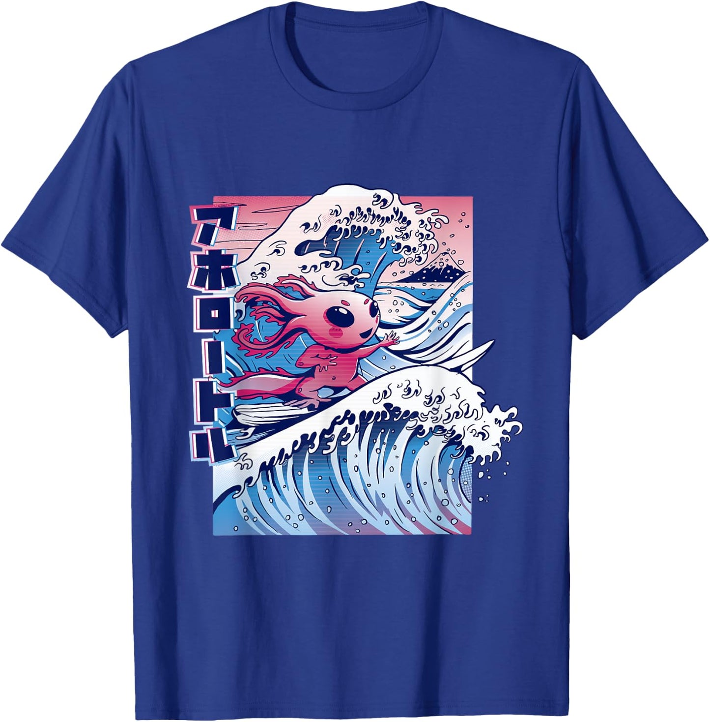 Axolotl Kanagawa Great Wave Japan T-Shirt - T-Shirt | Royal
