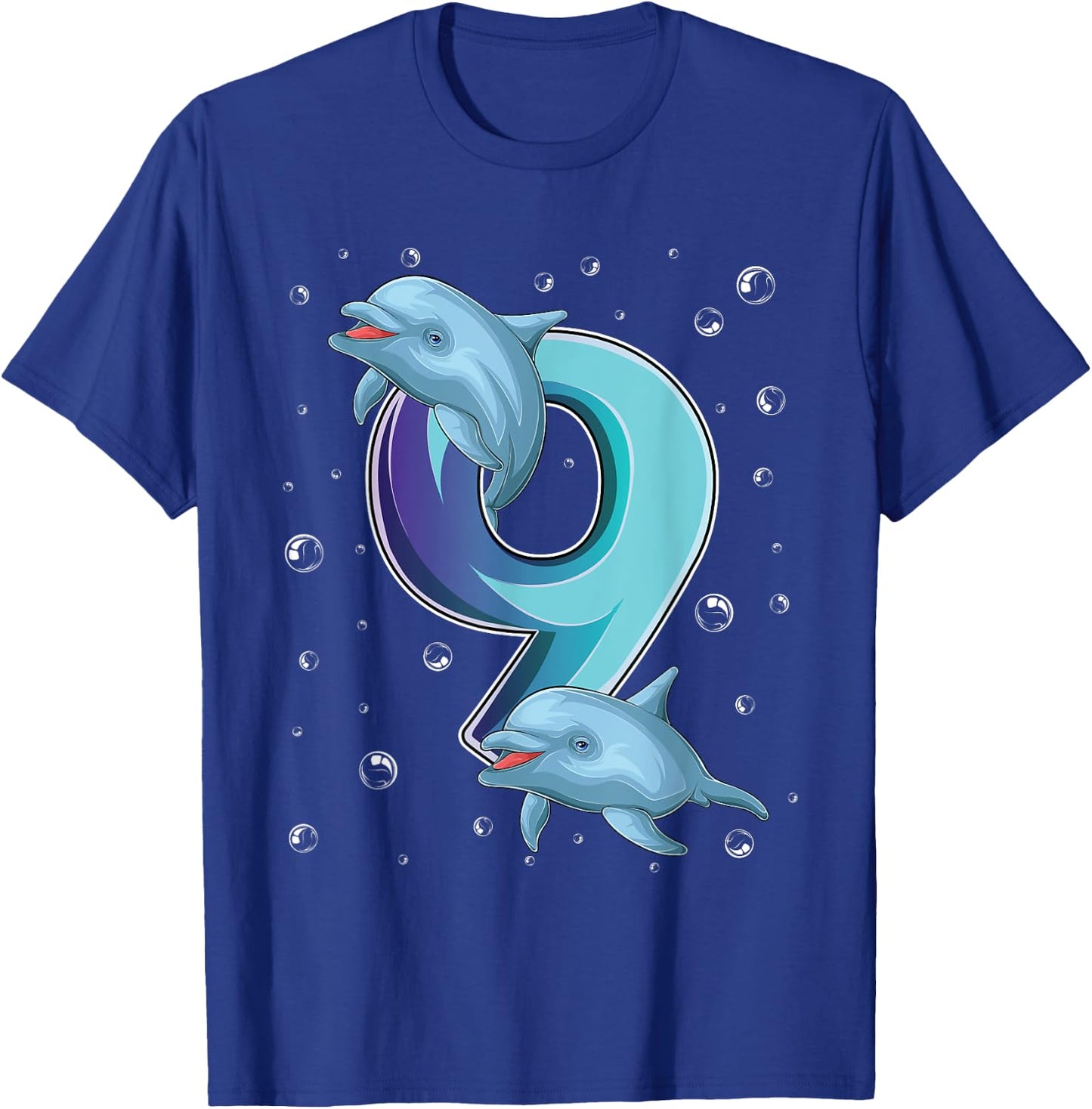 9 Year Old Dolphin 9th Birthday Girl Party Dolphin Lover T-Shirt - T-Shirt | Royal