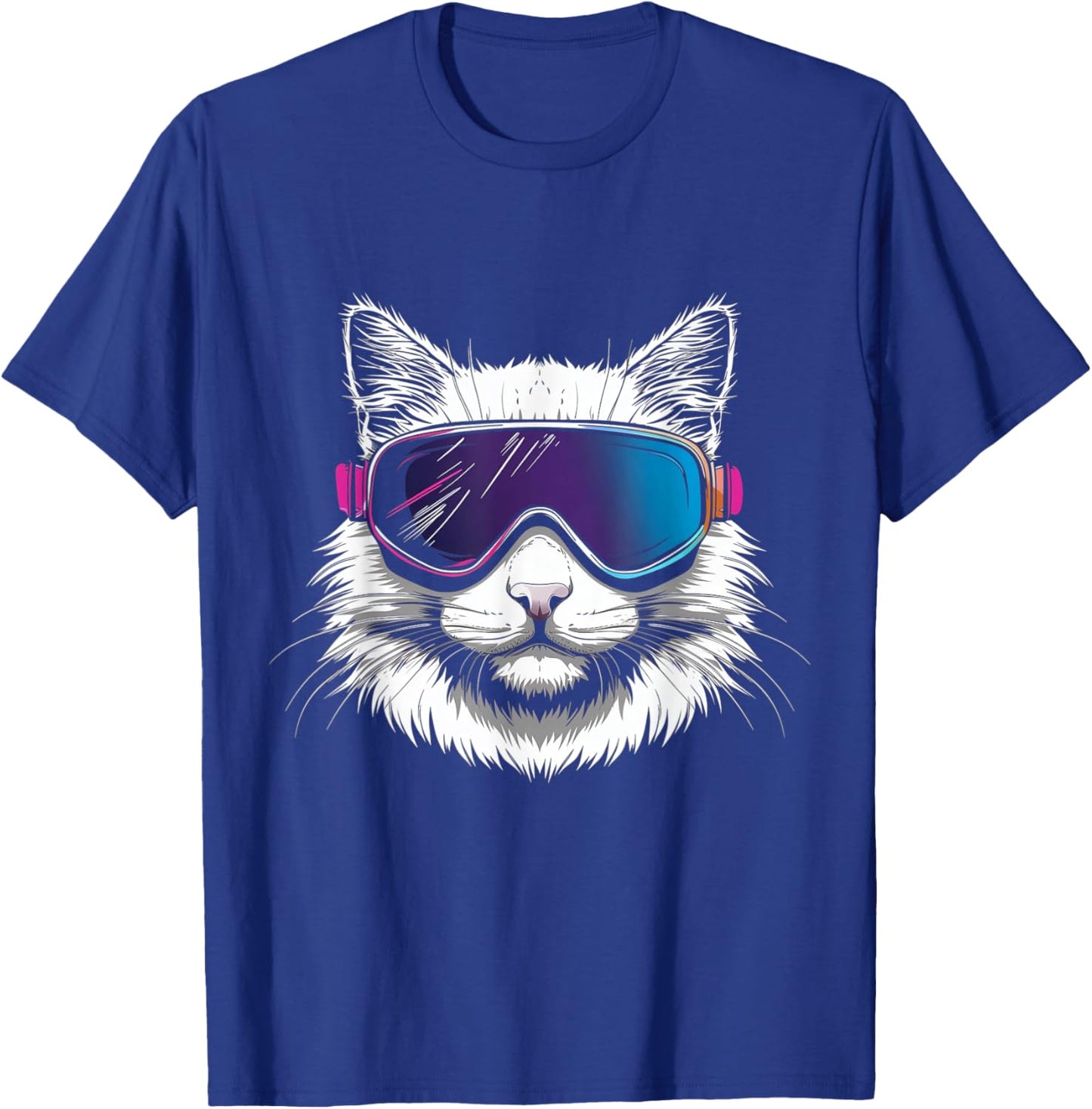 Ski Snowboard Cat Goggles Winter Sports Snowboarder Skiing T-Shirt - T-Shirt | Royal