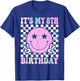Groovy Hippie Smile Face It's My 8th Birthday 8 Years Old T-Shirt - T-Shirt | Royal