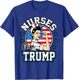 Nurses For Trump 2024 Donald Trump USA America Flag Nursing T-Shirt - T-Shirt | Royal