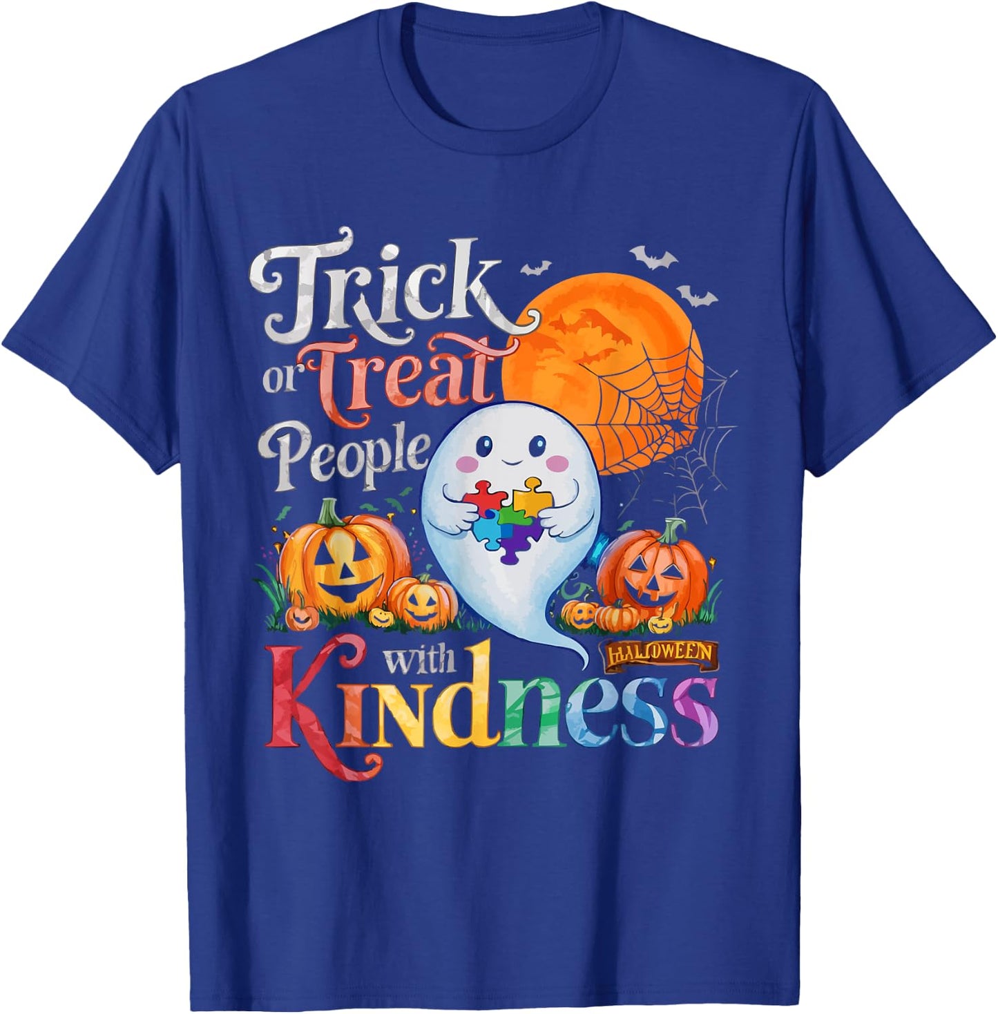 Support Autism Halloween Spooky Autistic Trick Or Treat T-Shirt - T-Shirt | Royal