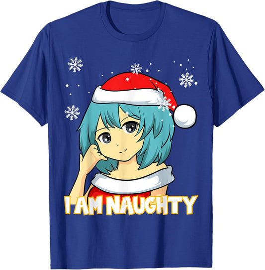 I am Naughty Anime Manga Gaming Cosplay Merry Christmas T-Shirt - T-Shirt | Royal
