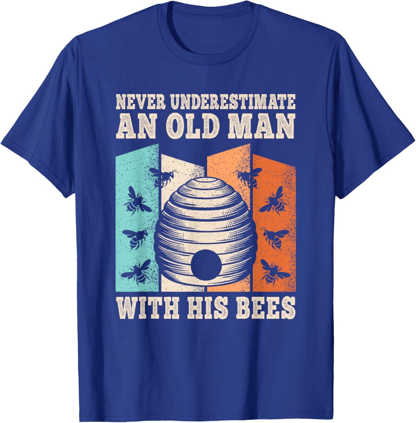 Never Underestimate An Old Man With His Bees Beekeeper Men T-Shirt - T-Shirt | Royal
