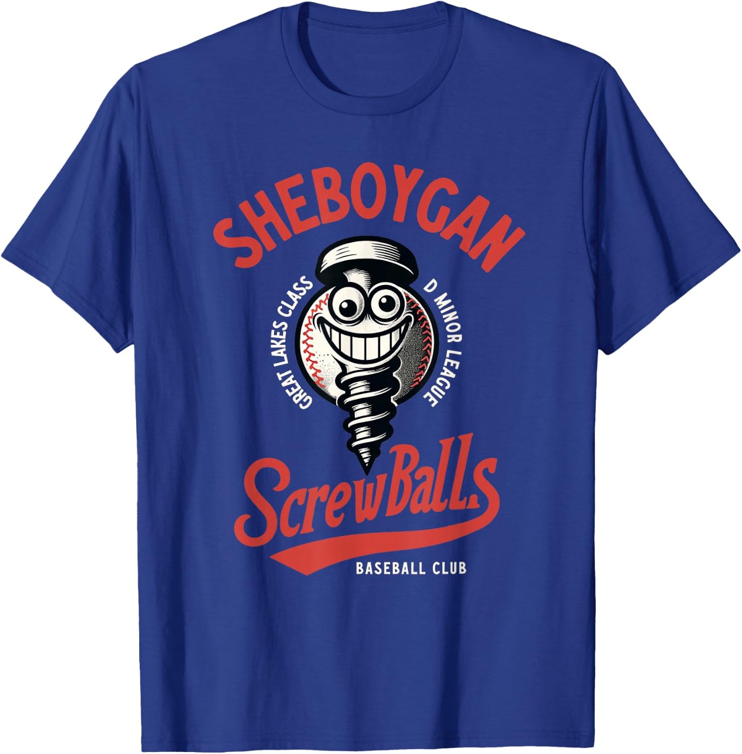 Sheboygan Screwballs Retro Minor League Baseball Team T-Shirt - T-Shirt | Royal