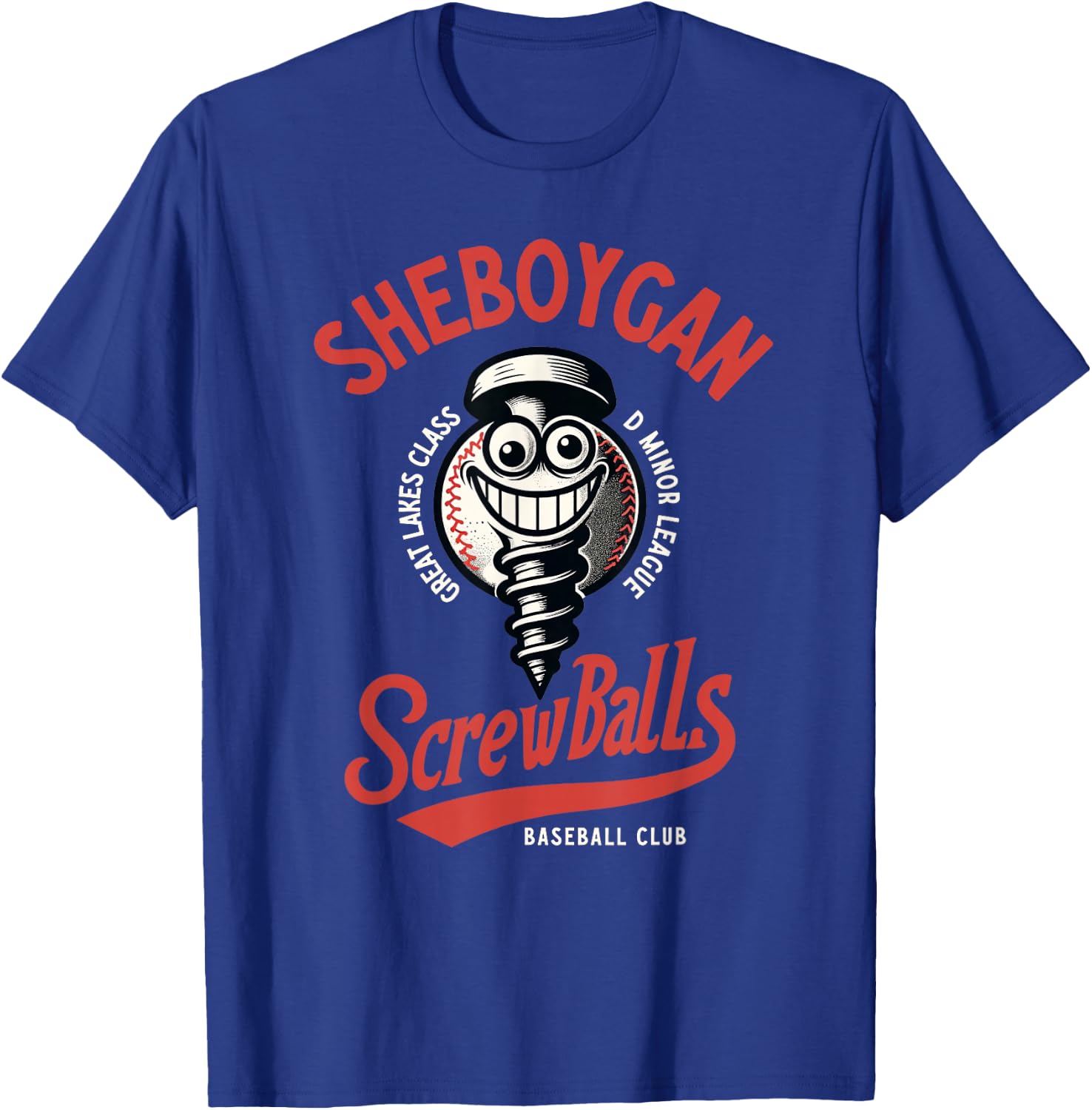 Sheboygan Screwballs Retro Minor League Baseball Team T-Shirt - T-Shirt | Royal