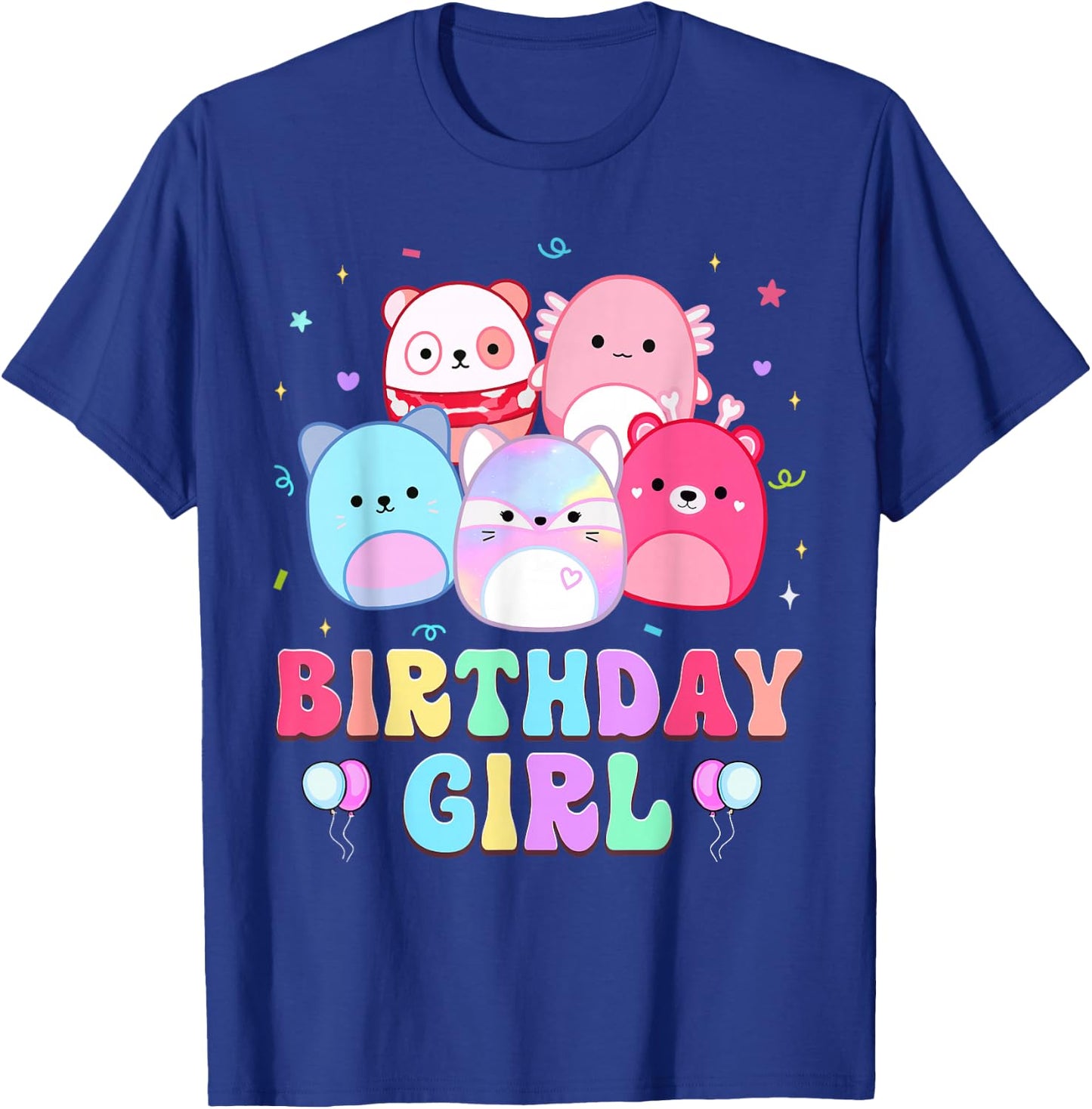 Happy Birthday Girl Squish Squad Mallow Girls Kids Birthday T-Shirt - T-Shirt | Royal