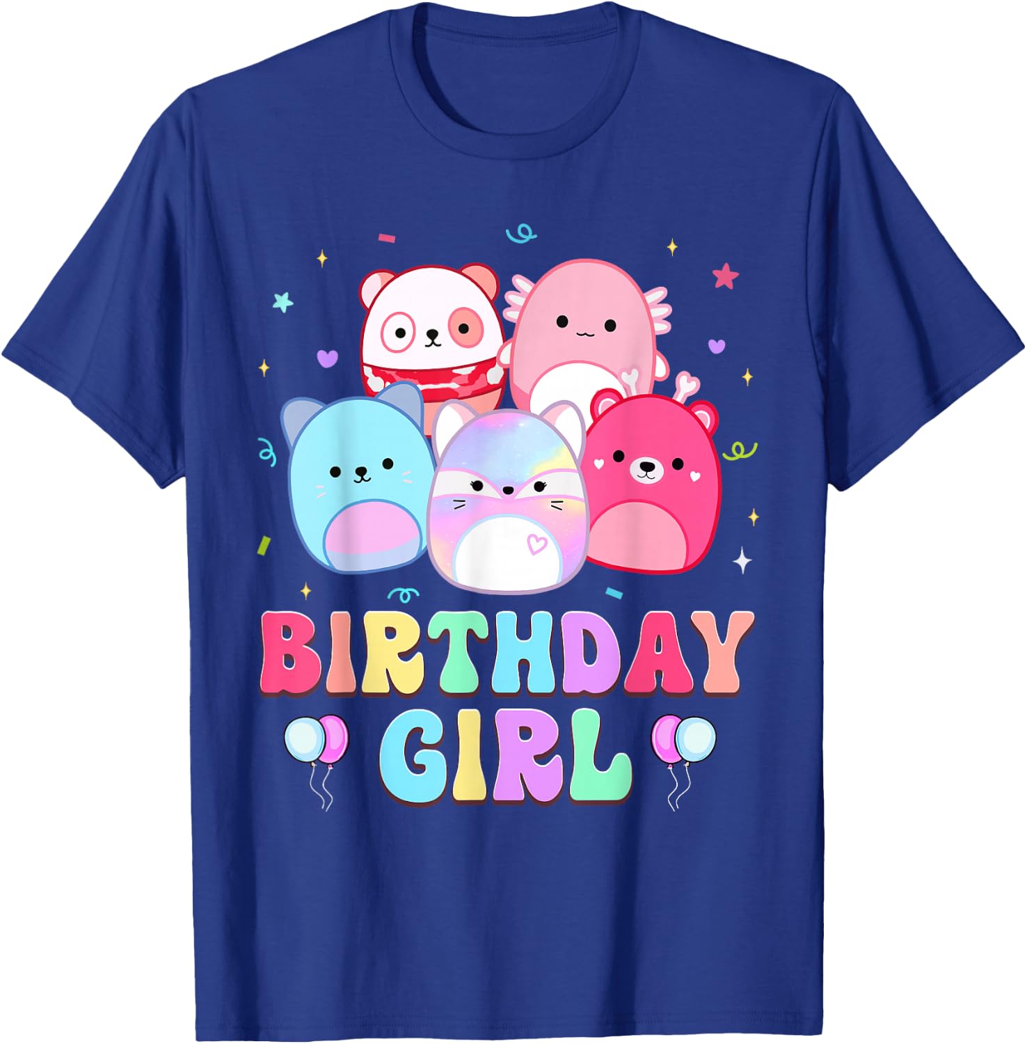 Happy Birthday Girl Squish Squad Mallow Girls Kids Birthday T-Shirt - T-Shirt | Royal