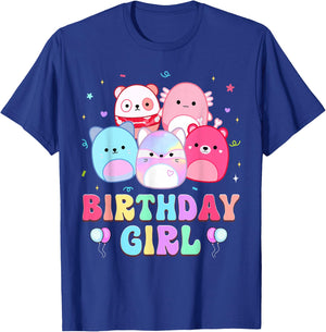 Happy Birthday Girl Squish Squad Mallow Girls Kids Birthday T-Shirt - T-Shirt | Royal