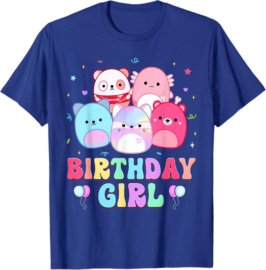 Happy Birthday Girl Squish Squad Mallow Girls Kids Birthday T-Shirt - T-Shirt | Royal
