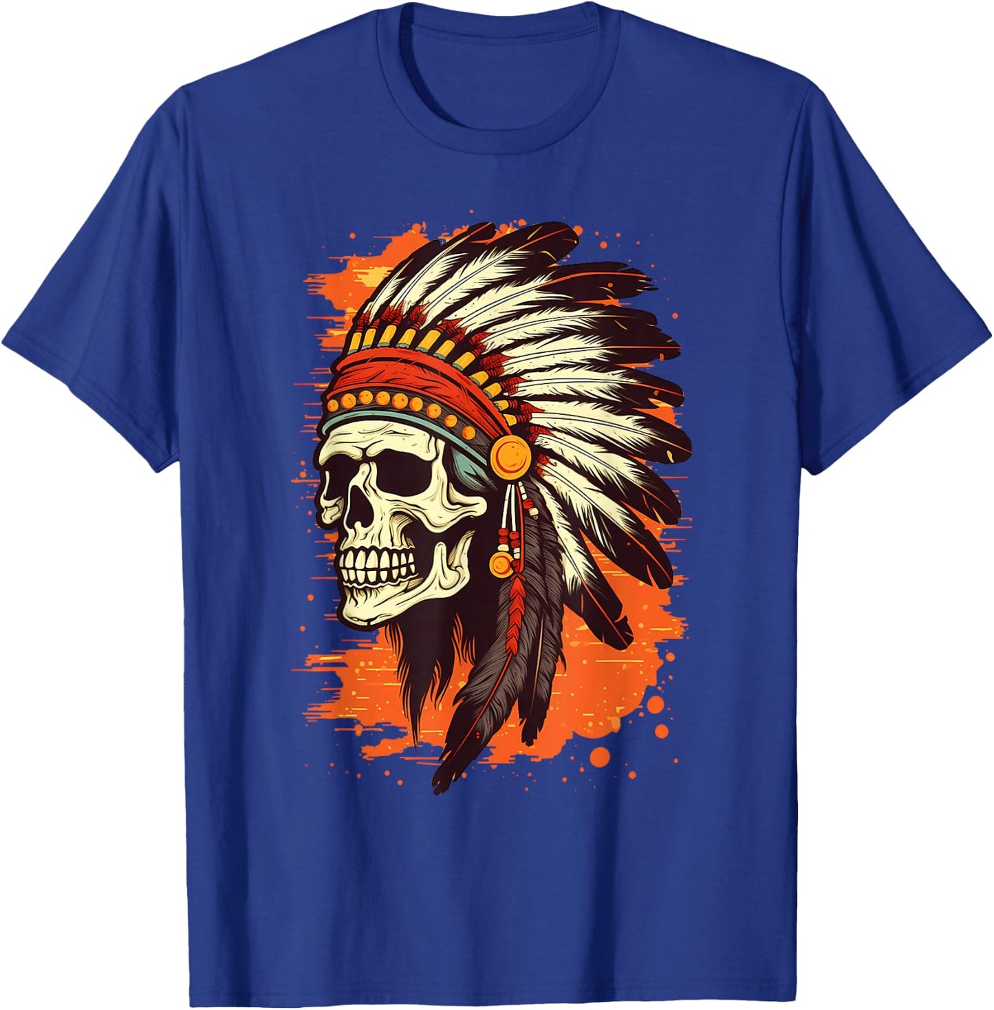 Indian Skull Indian Headdress Skull Chief Shirt T-Shirt - T-Shirt | Royal