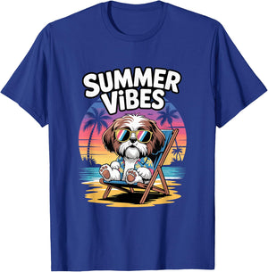 Funny Summer Shih Tzu Beach Dog Vacation T-Shirt - T-Shirt | Royal