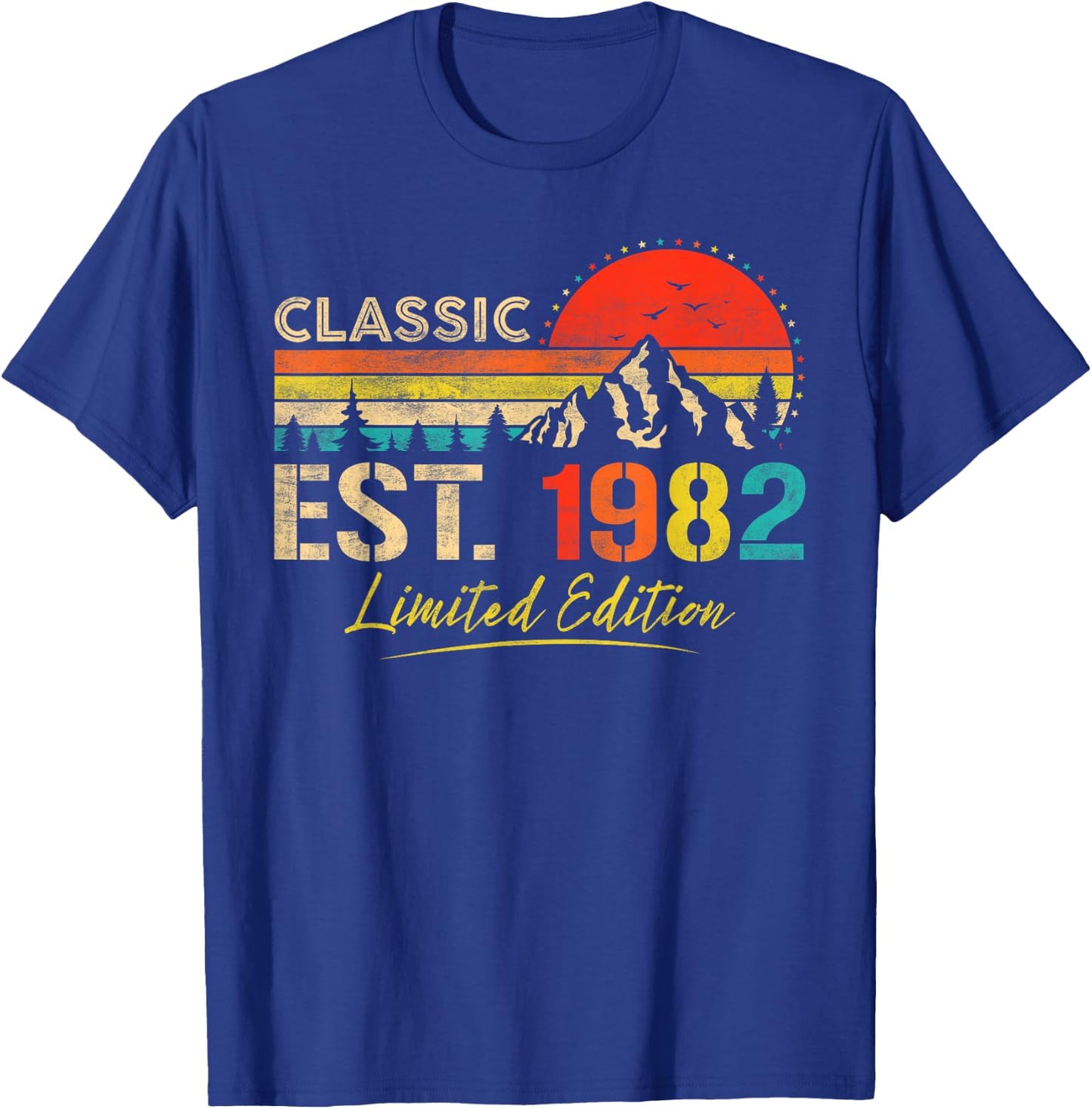 Classic Est 1982 Limited Edition Men Women Vintage Birthday T-Shirt - T-Shirt | Royal