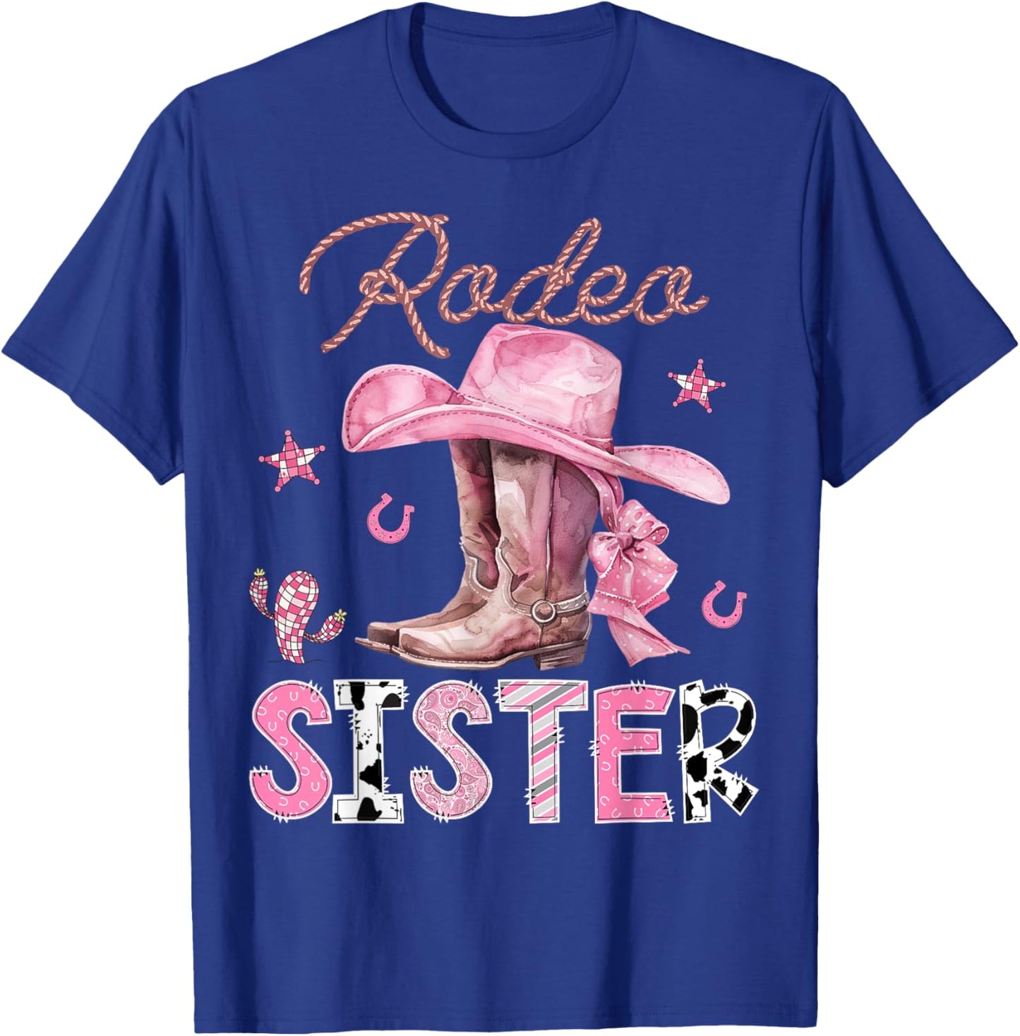 Rodeo Sister Pink Boots Coquette CowGirl Birthday Party T-Shirt - T-Shirt | Royal