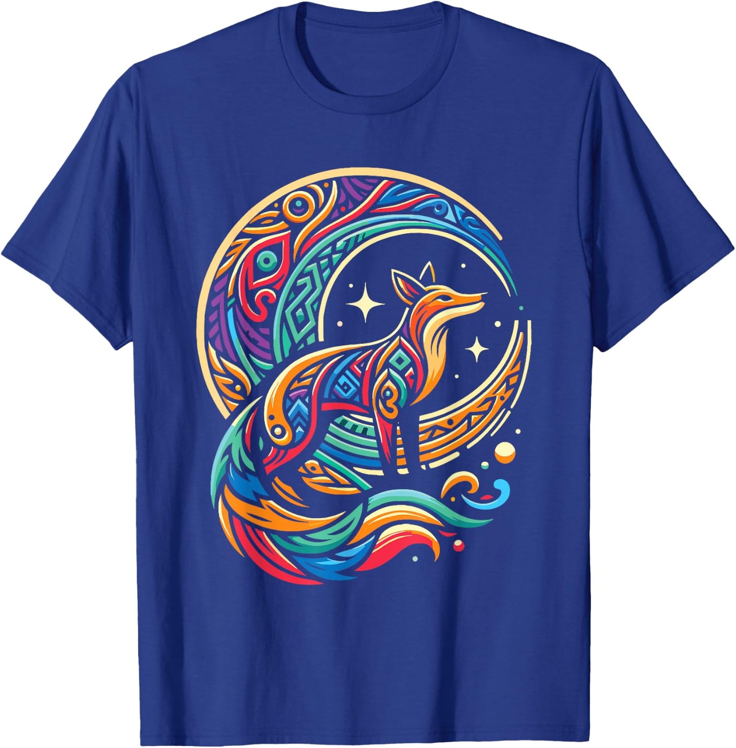 Fox Tribal Wildlife Animal Forest - Moon T-Shirt - T-Shirt | Royal