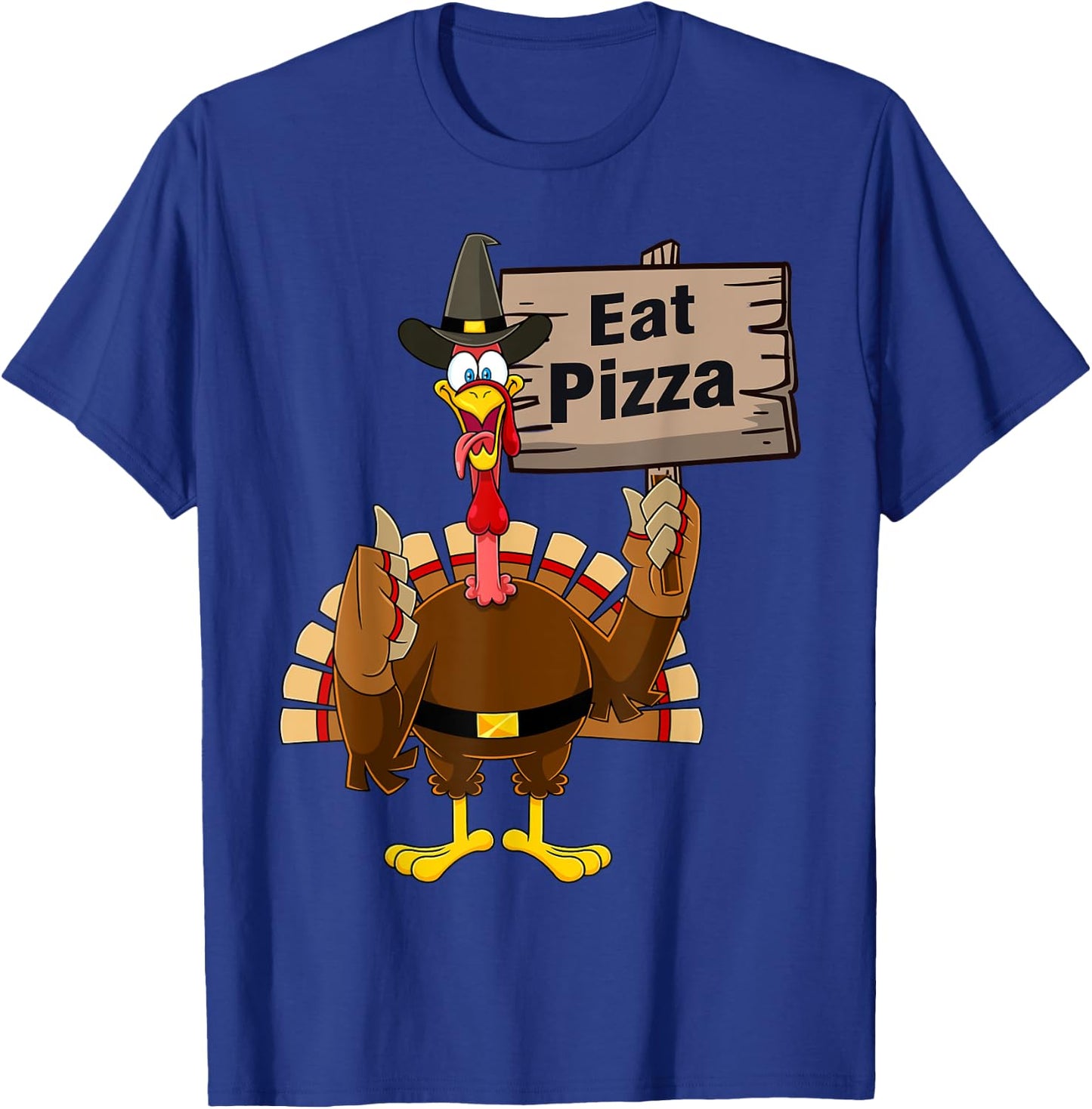 Turkey Eat Pizza Funny Thanksgiving Adult Vegan Kids Gifts T-Shirt - T-Shirt | Royal