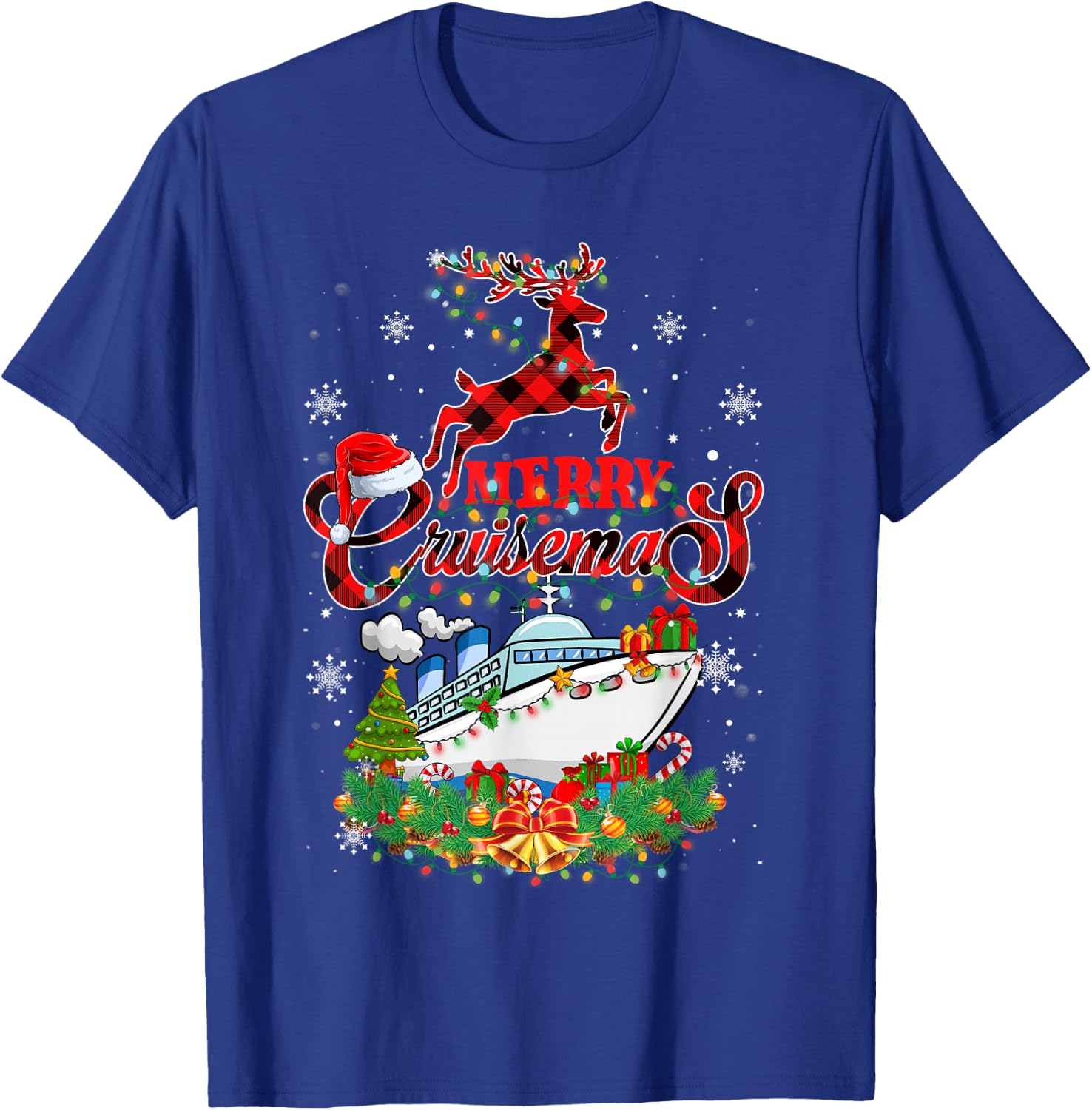 Merry Cruisemas 2025 Christmas Santa Reindeer Cruise T-Shirt - T-Shirt | Royal