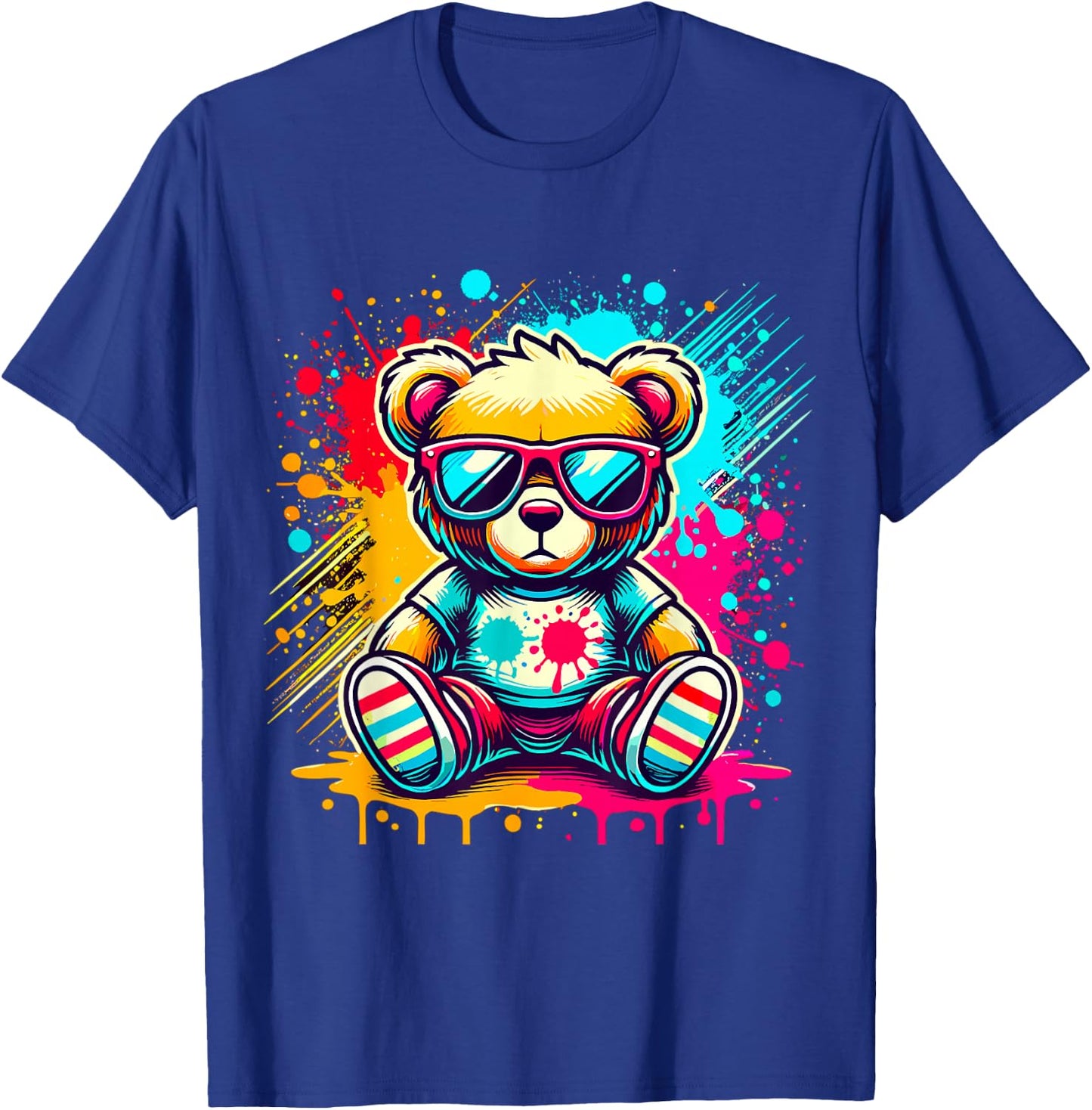 Colorful Teddy Bear with Sunglasses T-Shirt - T-Shirt | Royal