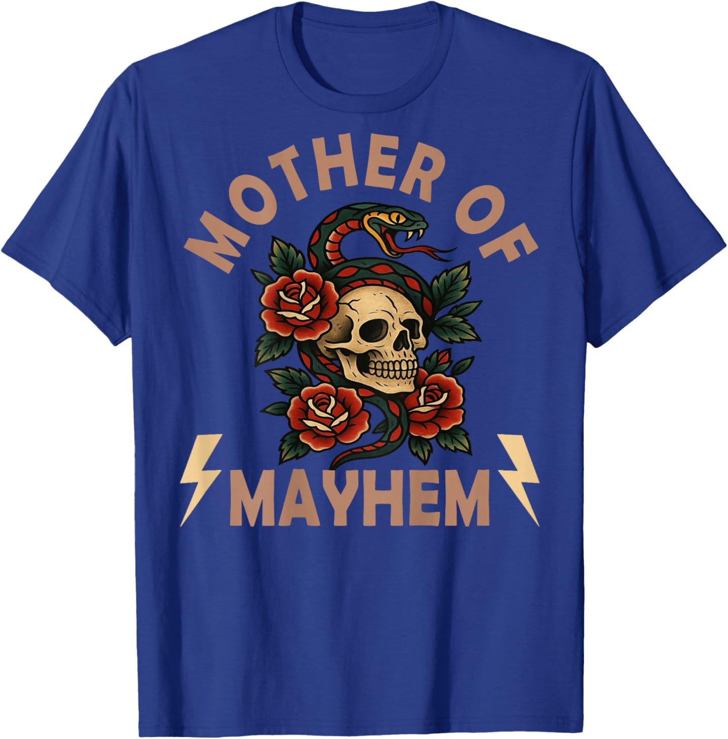 Mother of Mayhem Matching Family (on Back) T-Shirt - T-Shirt | Royal