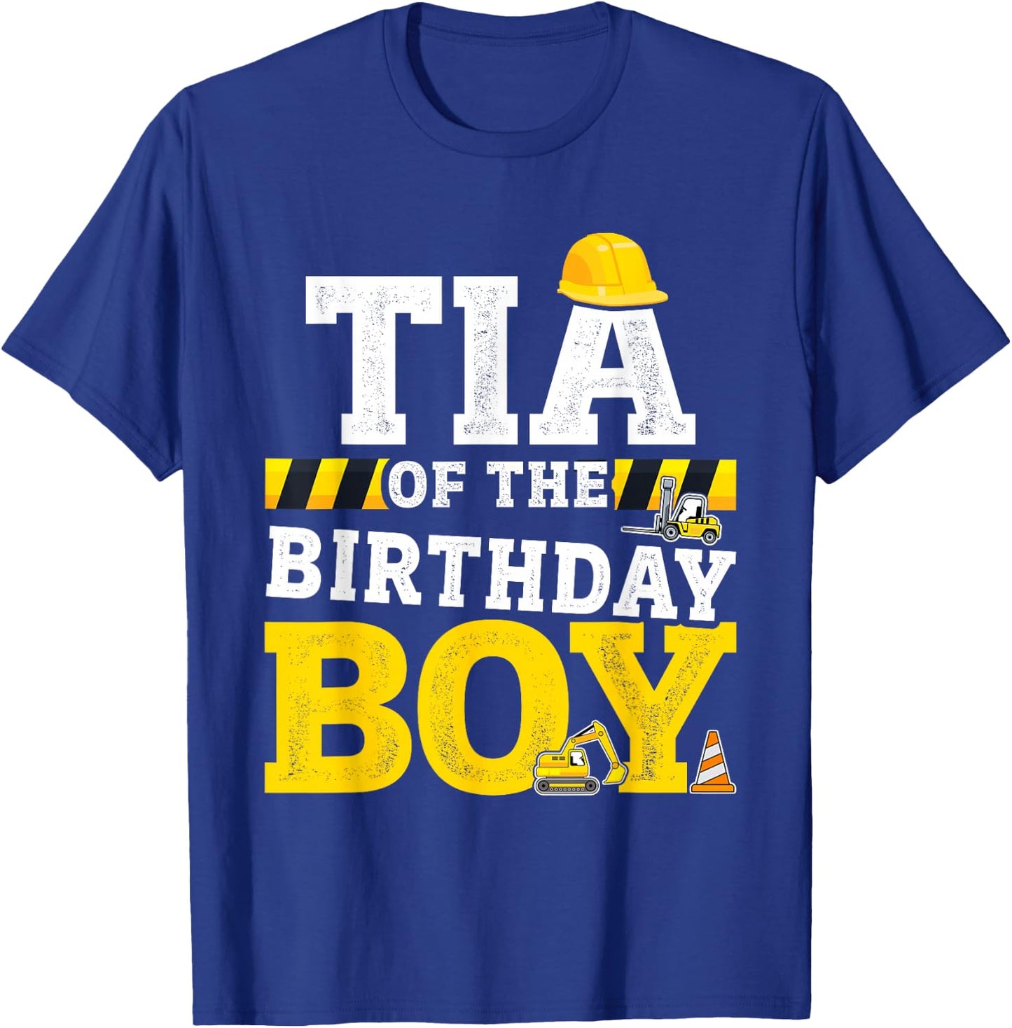 Tia of the birthday boy matching family construction party T-Shirt - T-Shirt | Royal