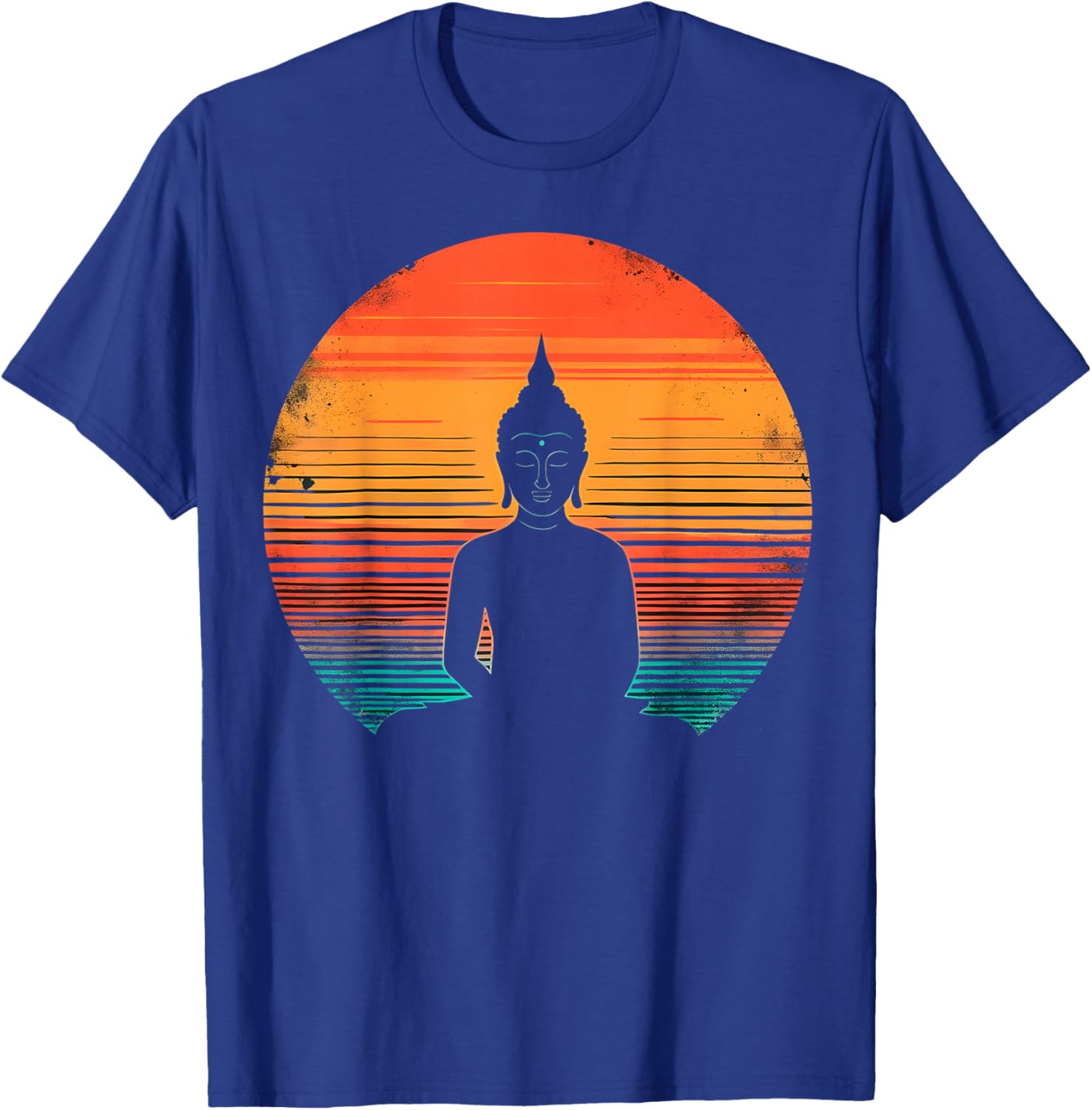 Retro Sunset Buddha Meditation Spiritual T-Shirt - T-Shirt | Royal