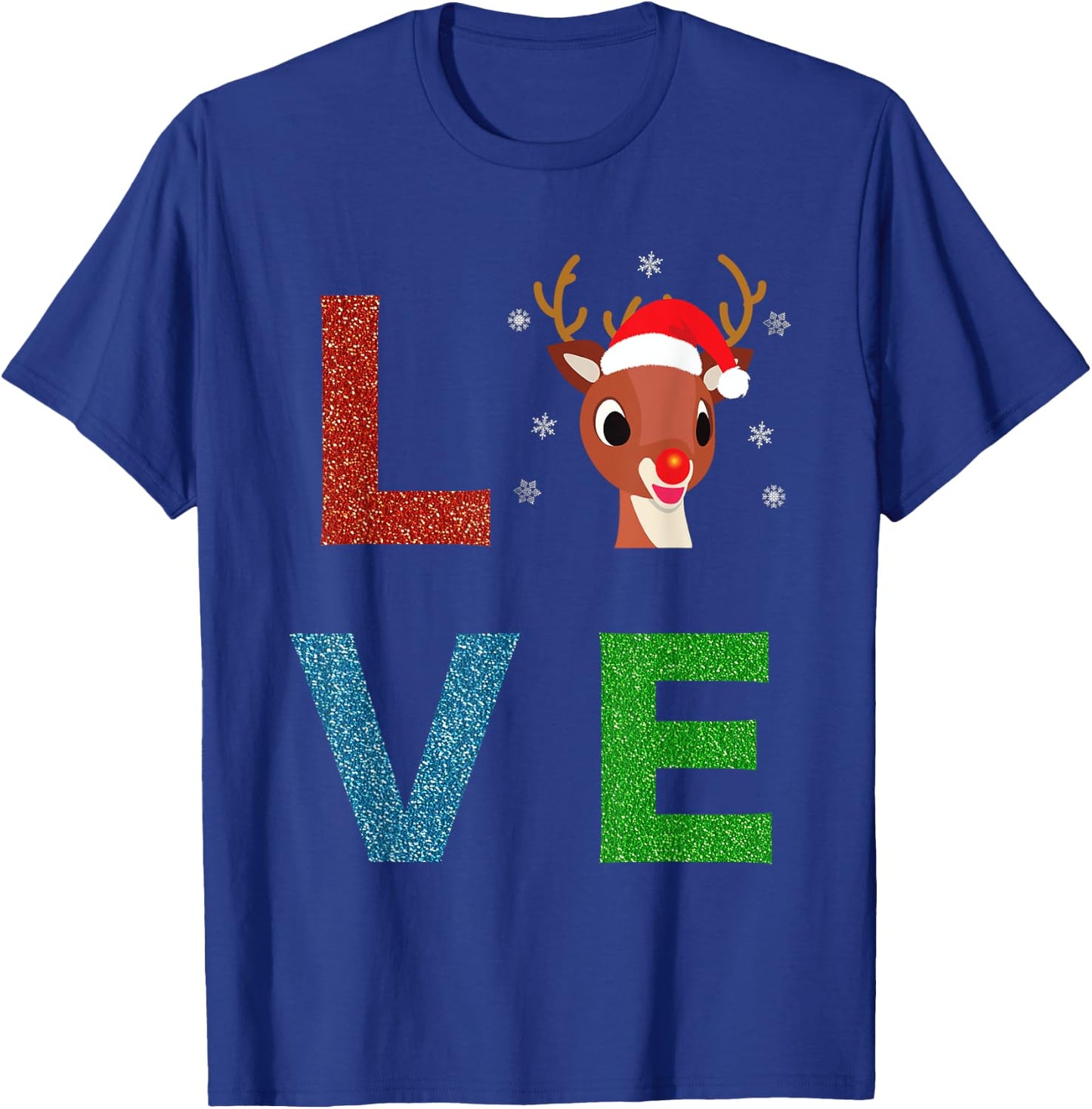 Rudolph Red Nosed Reindeer, Sparkly LOVE Kids T-Shirt - T-Shirt | Royal